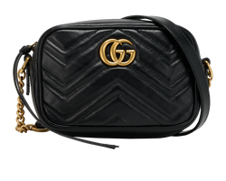 Mini GG Marmont Camera Bag, Leather, Black, 448065, DB, 1*